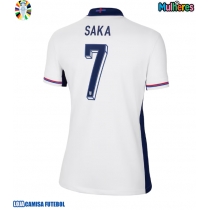 Camisa de Futebol Inglaterra Bukayo Saka #7 Equipamento Principal Mulheres Europeu 2024 Manga Curta